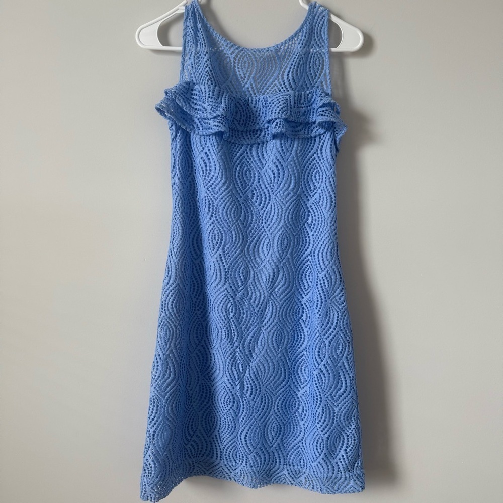 Lily Pulitzer Blue Crotched Lace Coastal Classic Mini Sleeveless Women’s Dress